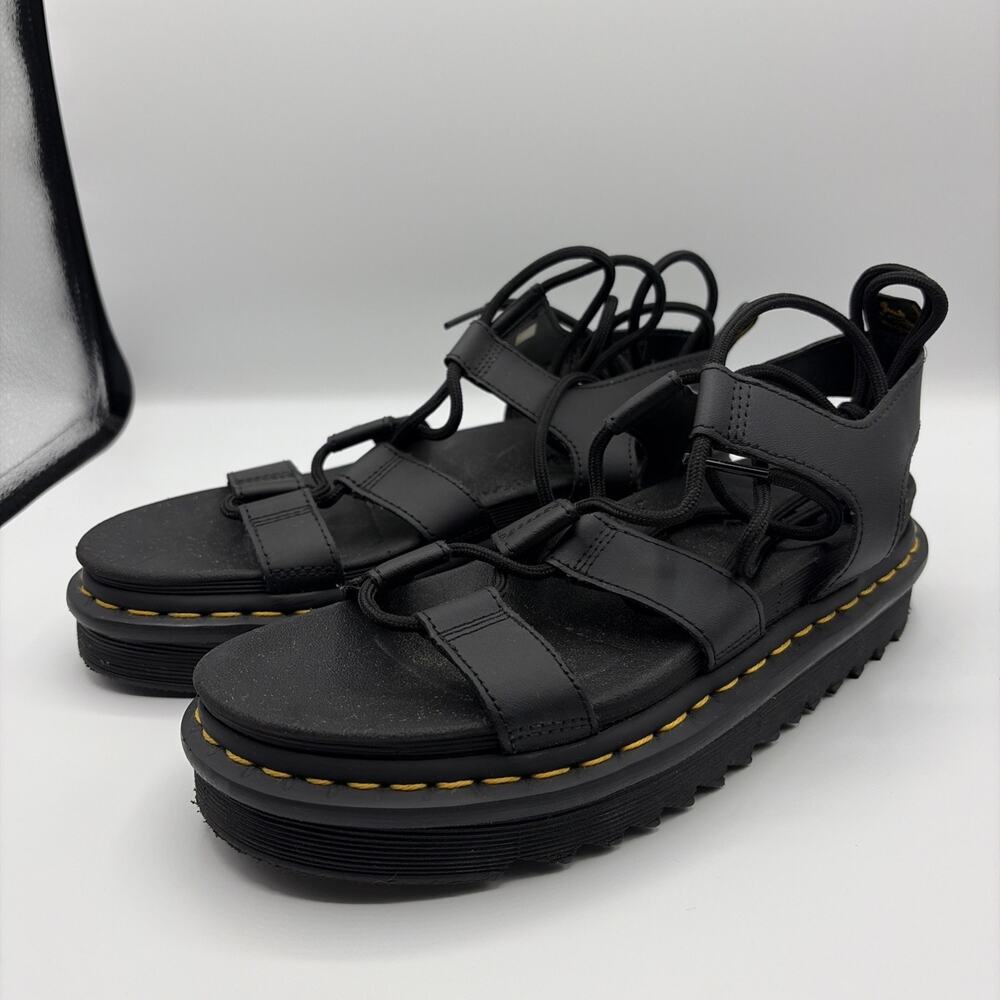 DR. MARTENS Nartilla Gladiator Sandals WOMENS US 8 EU 39 Black Hydro Leather